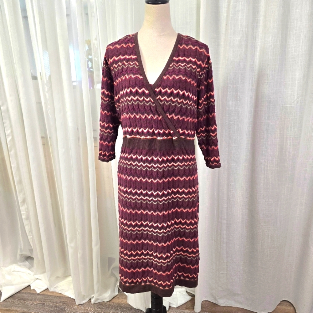 2/$30 Lane Bryant Knit Burgundy Midi Fall‎ Sweater Dress Plus Sz 22/24 Lined